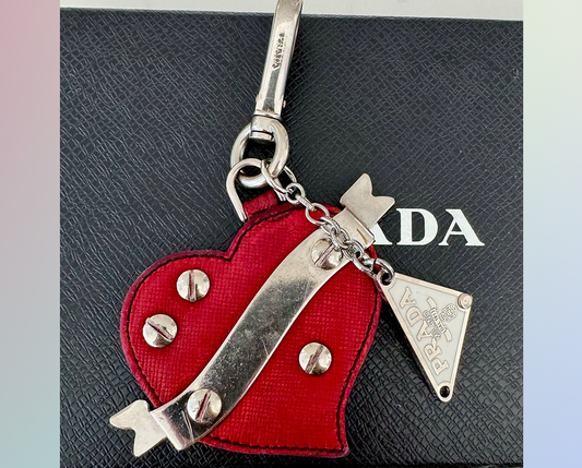 Refurbished Prada Red Heart Keychain