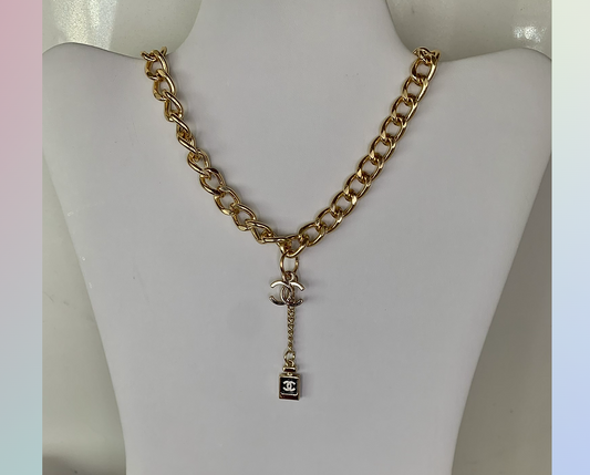 Refurbished Gold Dual Chanel Charm Necklace